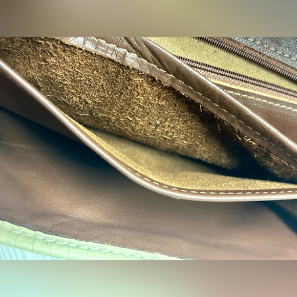 Vintage D. Brev Shoulder Bag Handbag Purse Ivory Brown Rectangle 11" - Picture 10 of 10